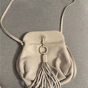 Elegant Cream Leather Tassel Bag